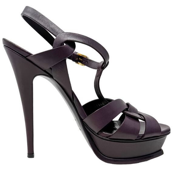 Saint Laurent YSL Tribute 135 Plum Purple Platform Strap Heels Sandals size 40 - Picture 8 of 15